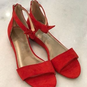 Lauren Blakwell red suede sandals